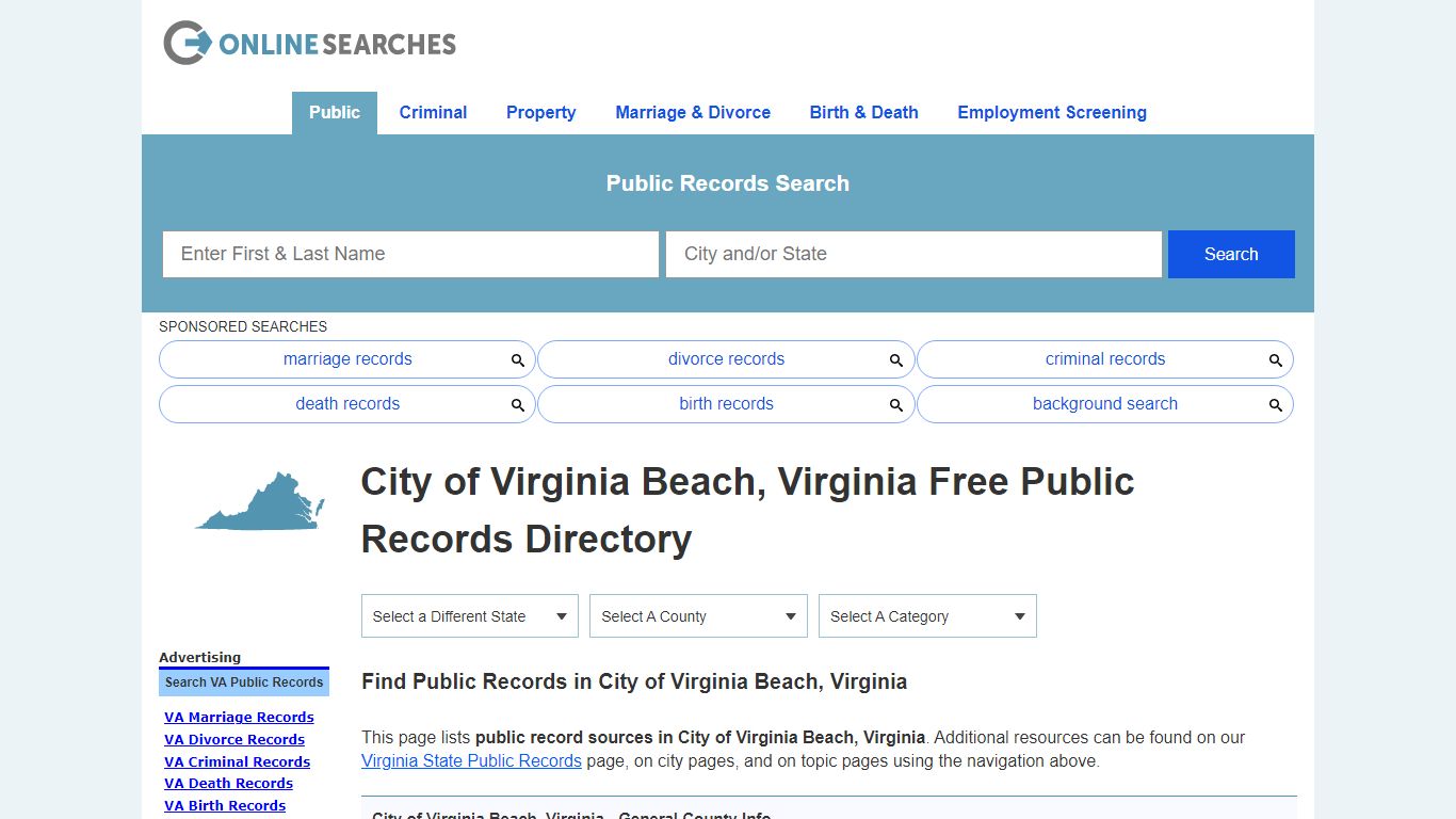 City of Virginia Beach, Virginia Public Records Directory